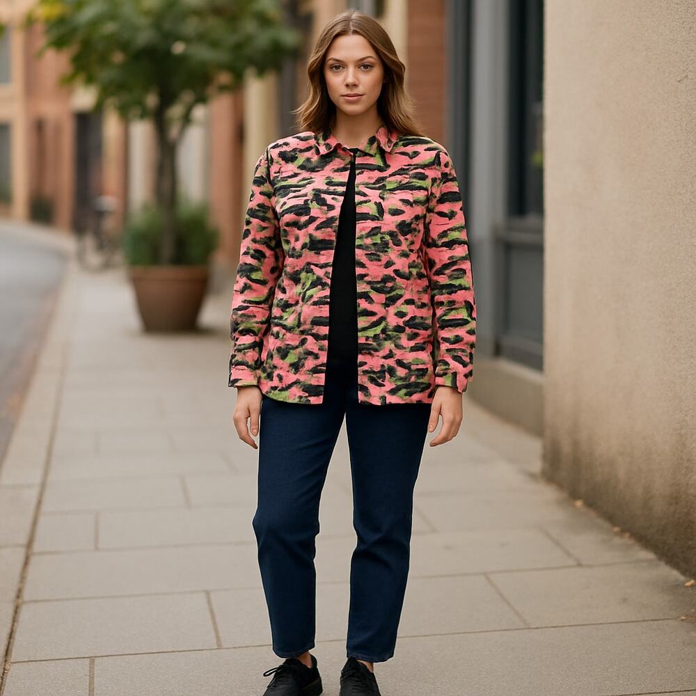 Neon Pink Jacket Camouflage Button Up
